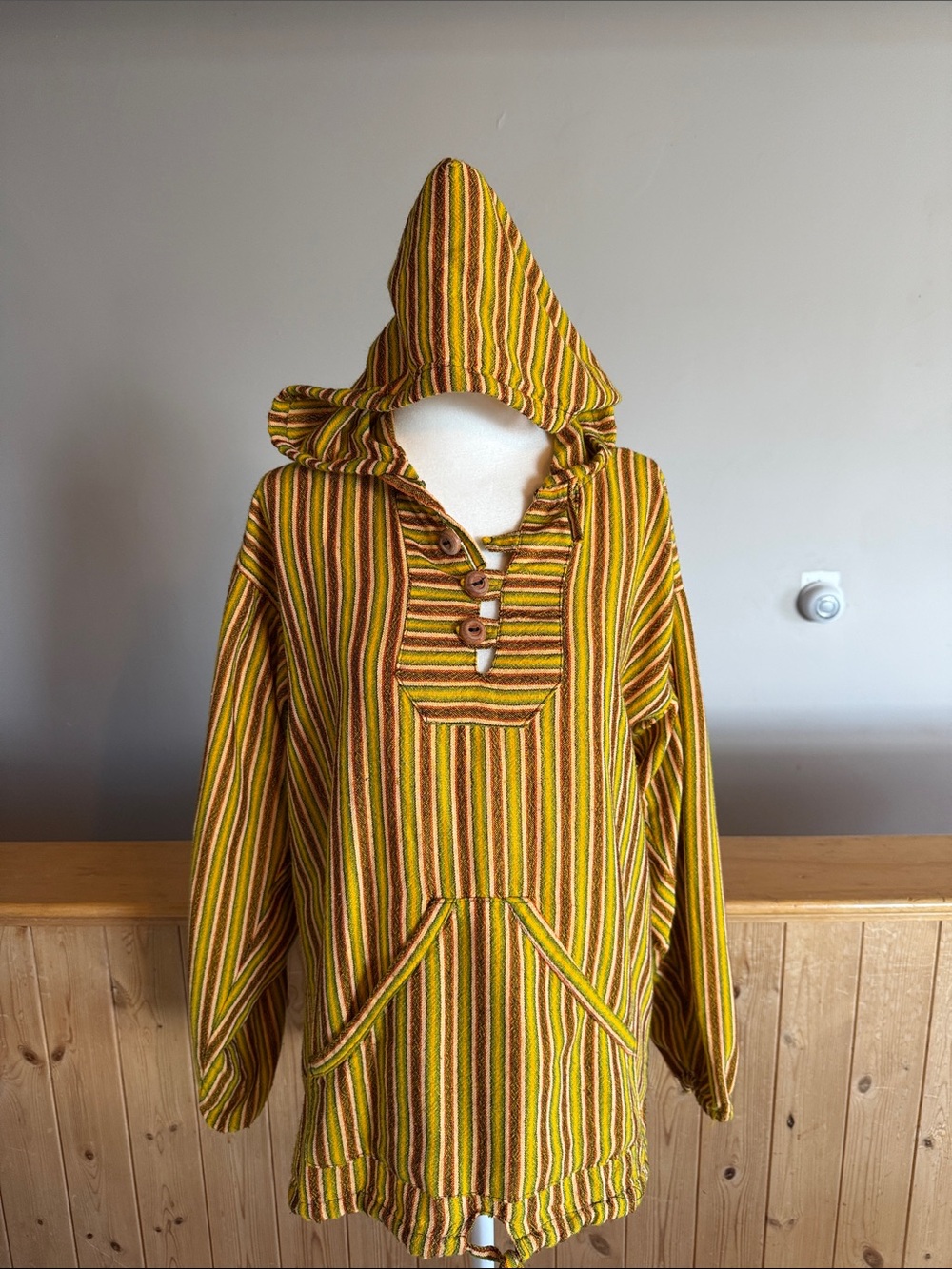 Striped Hooded Baja Sweater - Yellow Multicolor